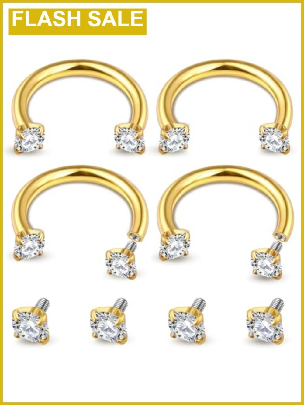 16G Surgical Steel Septum Ring Set - Hypoallergenic Piercing Jewelry for Women